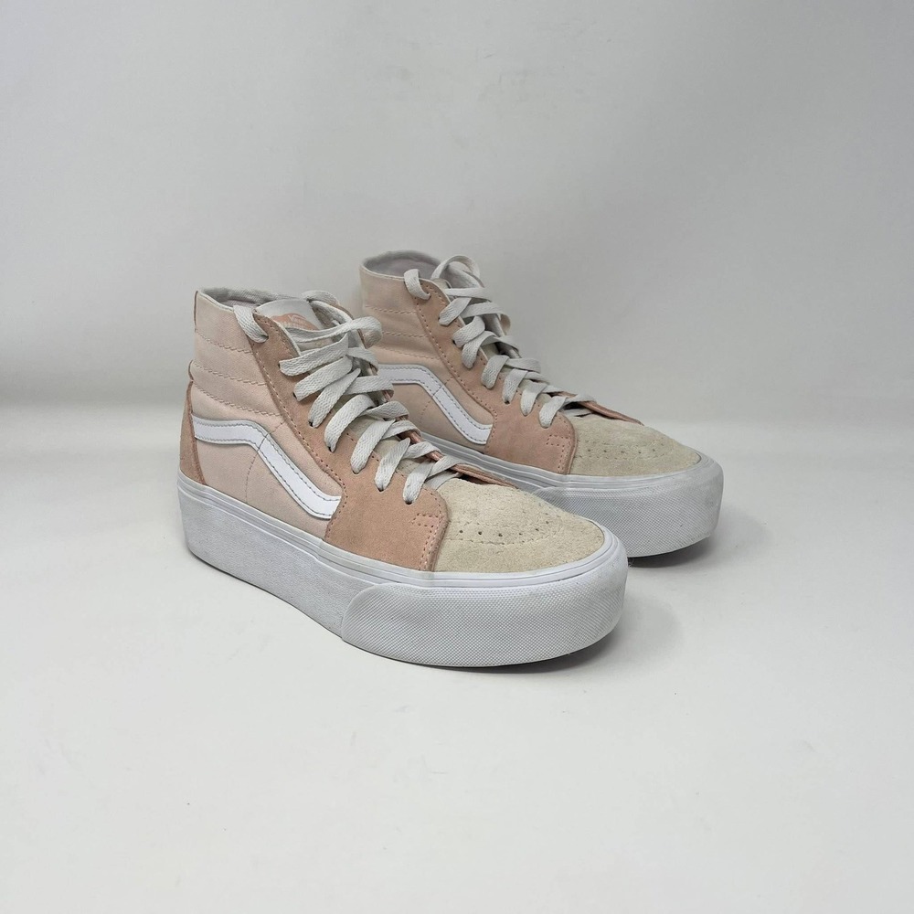 Vans Sk8 Hi Tapered Platform Sneakers Womens 6.5 Canvas Peach Suede VN0A5JMKBOD‎
